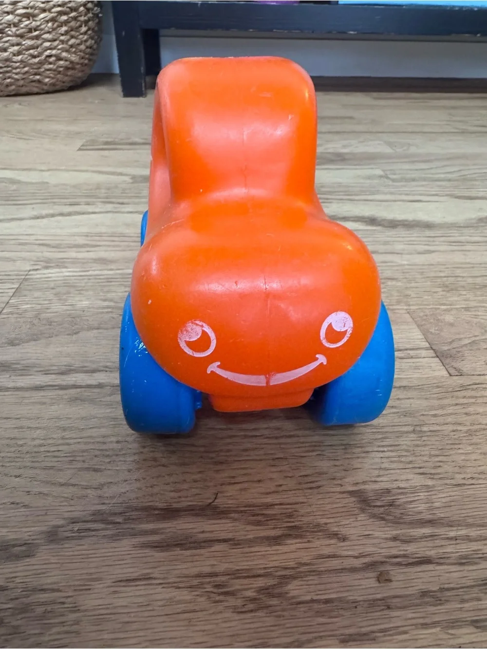 Vintage 1980s little tiles car Orange Push Car Toy for Toddlers